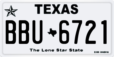 TX license plate BBU6721