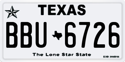 TX license plate BBU6726