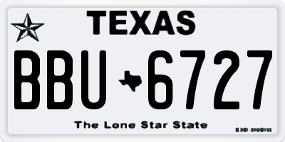 TX license plate BBU6727