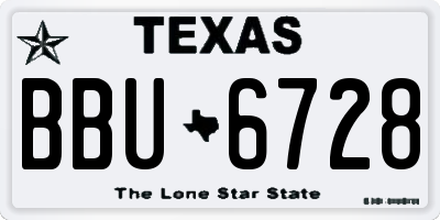 TX license plate BBU6728