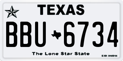 TX license plate BBU6734