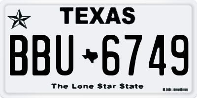 TX license plate BBU6749