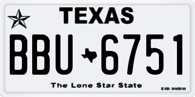 TX license plate BBU6751