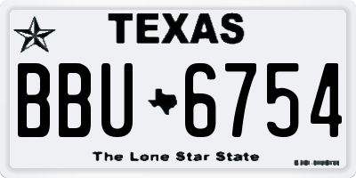 TX license plate BBU6754