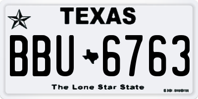 TX license plate BBU6763