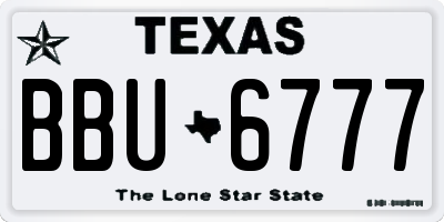 TX license plate BBU6777