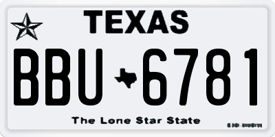 TX license plate BBU6781