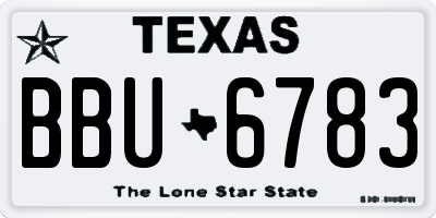 TX license plate BBU6783