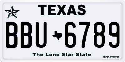 TX license plate BBU6789