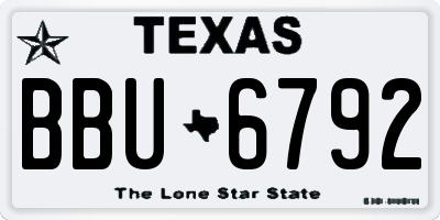 TX license plate BBU6792