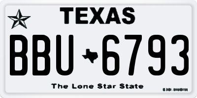 TX license plate BBU6793