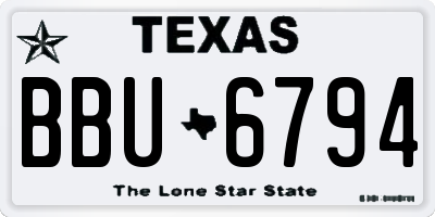 TX license plate BBU6794