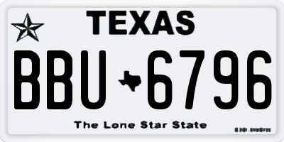 TX license plate BBU6796