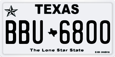 TX license plate BBU6800