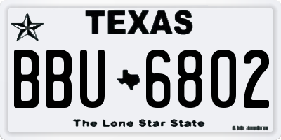 TX license plate BBU6802