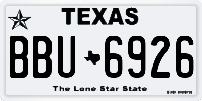TX license plate BBU6926