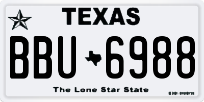 TX license plate BBU6988