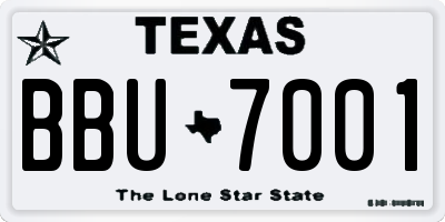 TX license plate BBU7001