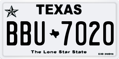 TX license plate BBU7020
