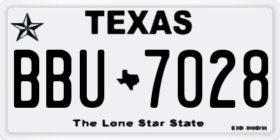 TX license plate BBU7028