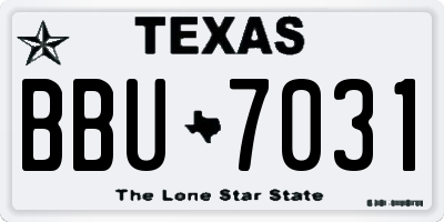 TX license plate BBU7031