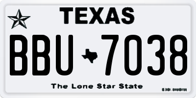 TX license plate BBU7038
