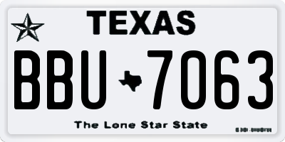TX license plate BBU7063