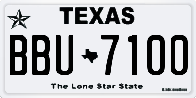 TX license plate BBU7100
