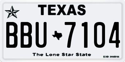 TX license plate BBU7104