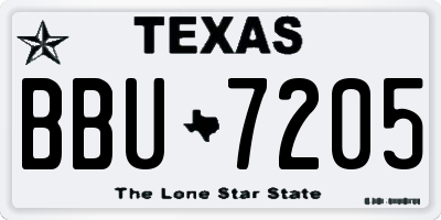 TX license plate BBU7205