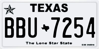 TX license plate BBU7254