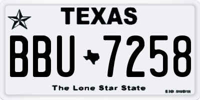 TX license plate BBU7258