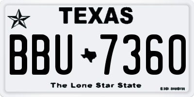 TX license plate BBU7360