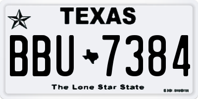 TX license plate BBU7384