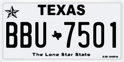 TX license plate BBU7501
