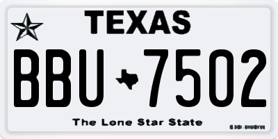 TX license plate BBU7502