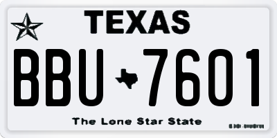 TX license plate BBU7601