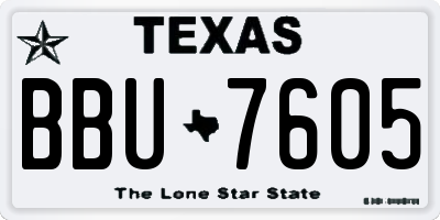 TX license plate BBU7605