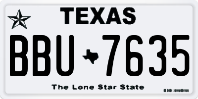 TX license plate BBU7635