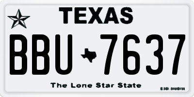 TX license plate BBU7637