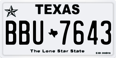 TX license plate BBU7643