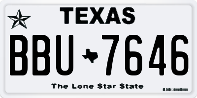 TX license plate BBU7646