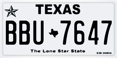 TX license plate BBU7647