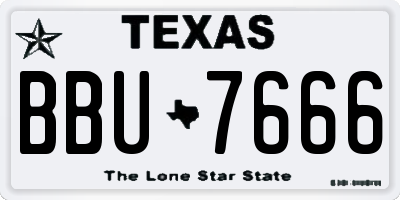 TX license plate BBU7666