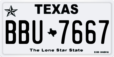TX license plate BBU7667