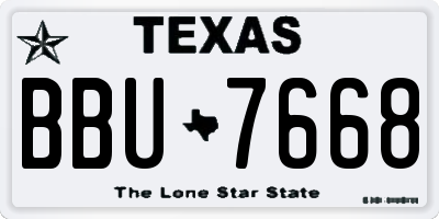 TX license plate BBU7668