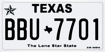TX license plate BBU7701