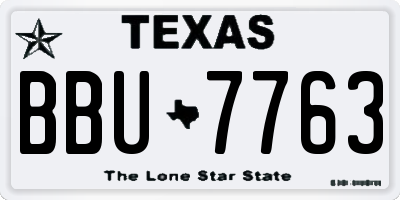 TX license plate BBU7763