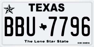 TX license plate BBU7796
