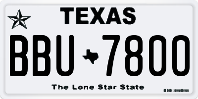 TX license plate BBU7800